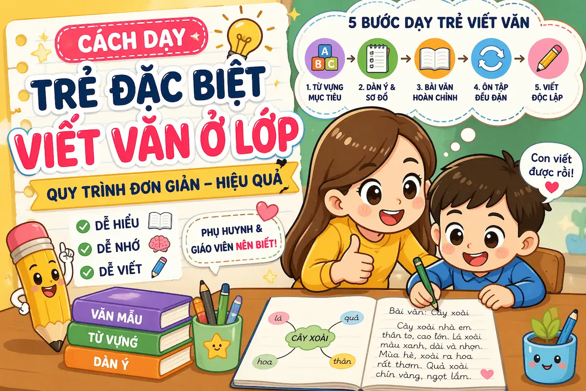 Cách dạy trẻ đặc biệt viết văn ở lớp: Quy trình hiệu quả cho phụ huynh, giáo viên