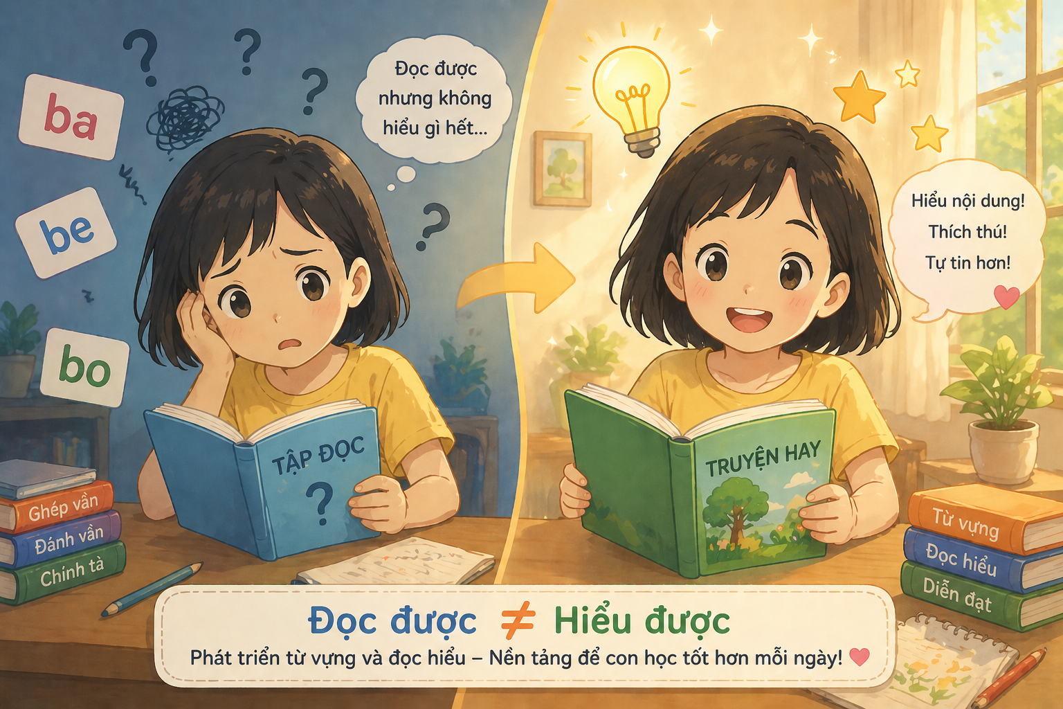 Con đã biết đọc, đánh vần trôi chảy… nhưng vẫn không hiểu bài