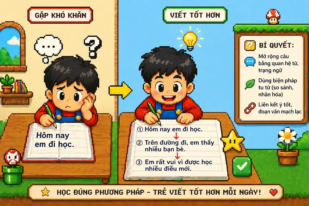 Viết được câu nhưng không biết viết gì tiếp